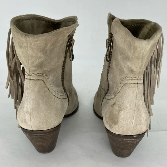 Sam Edelman Tan Ankle Boots with Fringe - Picture 2 of 10